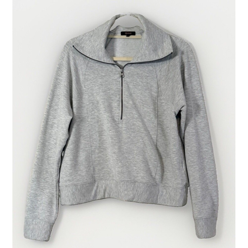 Quince Quarter Zip Pullover Womens Medium Gray Modal Fleece Sweatshirt
